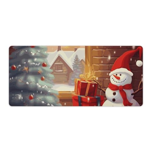 Grand tapis de bureau antidérapant souris clavier motif Noël 40 x 90 cm