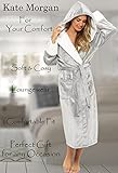 KATE MORGAN Ladies Soft & Cosy Hooded Dressing Gown (12-14, Grey Shimmer) - Image 8