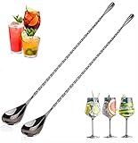🥄【Materiales de alta calidad】 Cuchara de barra boutique fabricada en acero inoxidable,cucharas para mezclar cócteles, pulida, de alta durabilidad y resistencia a la corrosión, fácil de limpiar.
