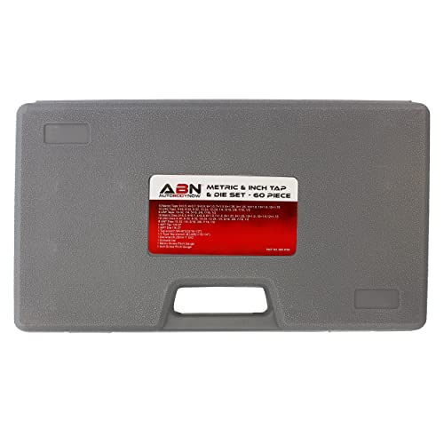 ABN Metric and SAE Standard Tap and Die 60Piece Rethread Set Rethreading Kit for Cutting