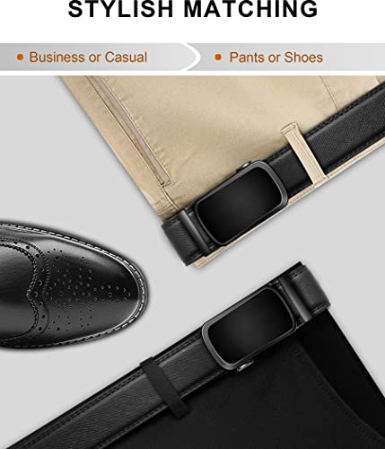 BULLIANT Men's Belt, Slide Ratchet Belt For Gift Men Dress Pant Shirt Oxfords,Trim To Fit(Black,44"-52" Waist Adjustable)
