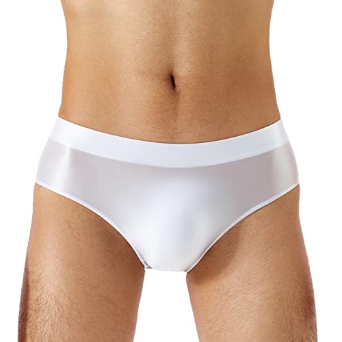Vxuxlje Men's Oil Shiny Glossy Slim Underpant Bulge Pouch Low Waist Panties Bikini Underwear