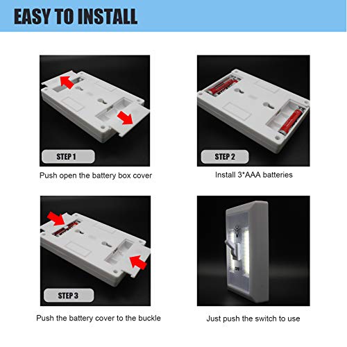 Creviv Led Night Light, Battery Powered Light,Cordless Cob Switch Light, Illuminate Corners, Suitable For Closet, Stairs, Bookshelf, Basements, Garages, Kitchens, Camping Tents (4 Pack) #TOP3
