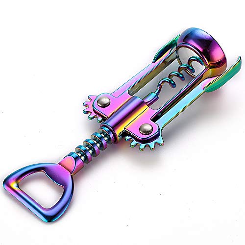 Jxs Solid And Well Made Wing Corkscrew Rainbow Wine Opener And Beer Opener, Multifunctional Wine Corkscrew Opener #TOP5
