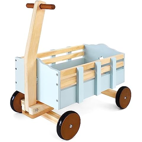 PairPear Kids Wagon Toy,Wooden Toys Cargo Walker Cart Wagon Stroller,Toddler Push and Pull Baby Walker Gift for Babies Boys and Girls Cover