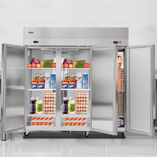VEVOR Commercial Refrigerator and Freezer Combo 72"W, 51 Cu.Ft Stainless Steel Upright Freezer/Refrigerator with Three Doors, Auto-Defrost, 9 Adjustable Shelves, UL Certified by VEVOR - Image 2