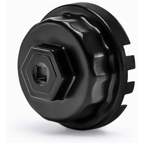 64mm 14 Flutes/4 Slots Oil Filter Cap Wrench Removal Tool Socket Compatible with Toyota, Lexus, and Scion Vehicles Equipped with 2.5L to 5.7L engines, Black Heavy-Duty Aluminum Cover