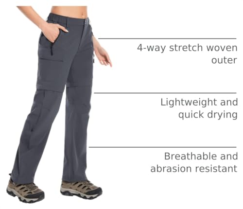 Wespornow Women's-Hiking-Pants Convertible-Zip-Off-Quick-Dry-Pants for Cargo, Camping, Travel, Outdoor, Fishing, Safari (Light Grey, Medium) by Wespornow - Used condition - US$40.84