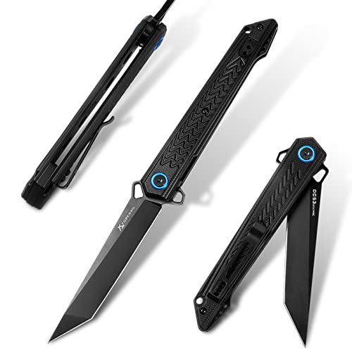Foresail Tactical Folding Knife Pocket Knives 3.86 In Dc53 Steel Black Pvd Blade And 5 In Durable Non-Slip G-10 Handle,60Hrc Blade.with Pocket Clip.edc Outdoor Camping Tool #TOP4