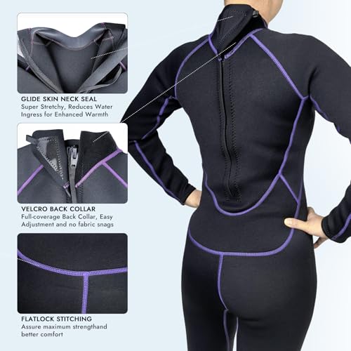 Dizokizo Wet Suit Women, 3mm Neoprene Thermal Long Sleeve Wetsuit Women, Full Body Back Zip Dive Suit in Cold Water for Scuba Diving Surfing Snorkeling Swimming (L) by Dizokizo - Image 4