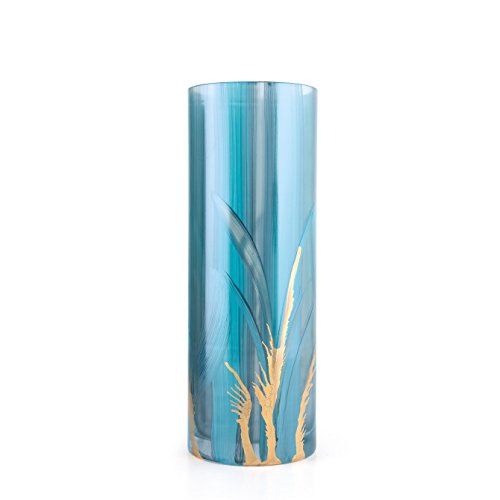 Angela neue Wiener Werkstaette 71202501 Vase en Verre anoblit cylindrique, Turquoise, 9 x 9 x 25 cm