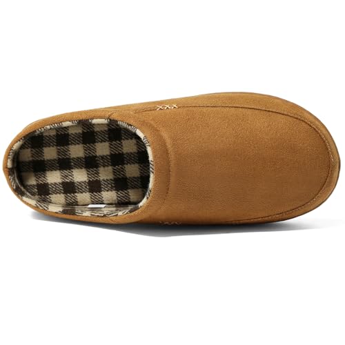 Image of NewDenBer Men's Warm Memory Foam Suede Plush Fleece Lined Slip on Indoor Outdoor Clog House Slippers