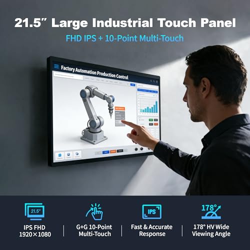 Image of 21.5 inch All in One Tablet Panel PC Win11 Pro, N100 Fanless Industrial Touchscreen Monitor Computer, 8GB RAM 128GB ROM, 1920 * 1080 IPS, USB3.2 * 2, USB2.0 * 2, LAN*2, HDMI2.0, Type-C3.1