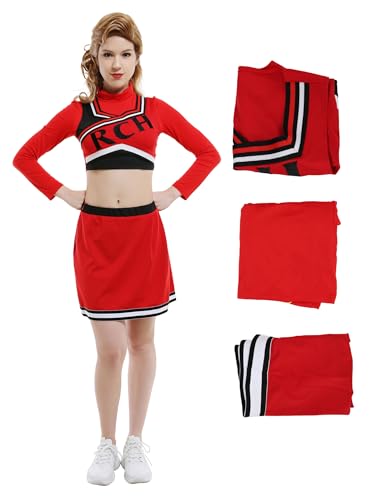 Catálogo para Comprar On-line Ropa de Cheerleading y animación para Mujer los 10 mejores. 48 Haikyuu RCH - Disfraz de animadora para mujer, ropa deportiva, camiseta y falda con chaleco (rojo, XL)