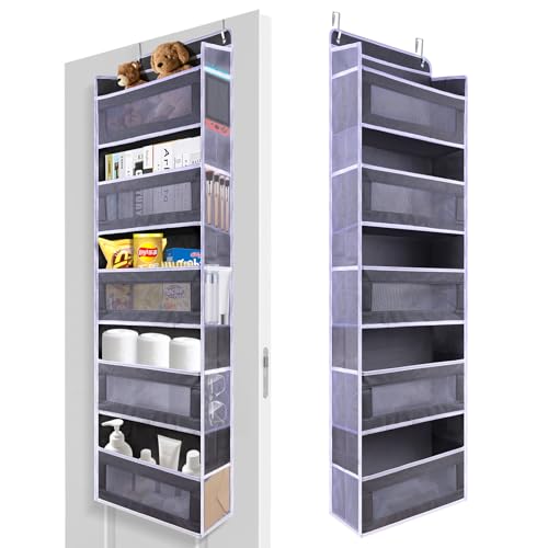 ANHUXINLEI Hanging Bathroom Organizer, Bedroom & Nursery, Anti-Tilt 44 lb | 5 Large Pockets and 5 Mesh Side Pockets add Sturdy, Anti-Tilt Door Storage for Bedrooms, Bathrooms, Pantries and Nurseries