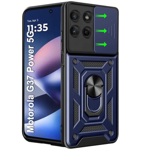 Image of Luxe Back Cover Compatible for Motorola G77 Power 5G / G37 5G / G37 Power 5G | D10 Tough Armor Case | Sliding Camera Shield | 360 Protection | Kickstand Ring Holder | Military-Grade Bumper Case