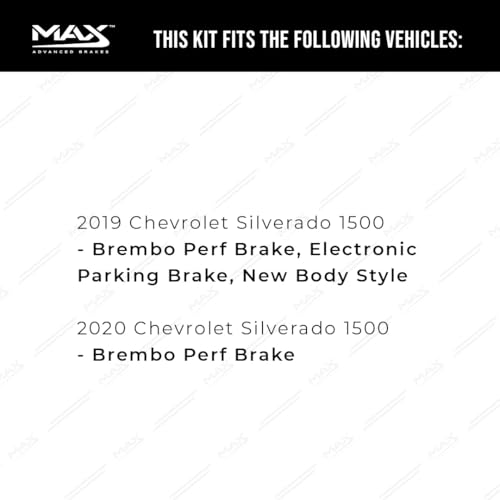 Image of Max Advanced Brakes Front & Rear Brake Kit Compatible With 2019 2020 Chevy Silverado 1500 Sport Perf Brake Replacement Geomet Coated OE Disc Brake Rotors and Ceramic Brake Pads