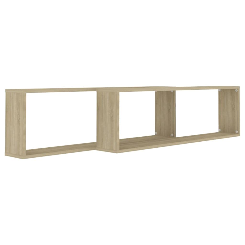 Regały w kształcie kostki, 2 szt. dąb sonoma 100 x 15 x 30 cm, materiał drewnopochodny, nowoczesny zestaw regałów ściennych, półki wiszące na książki, płyty CD, dekoracja, uniwersalny montaż