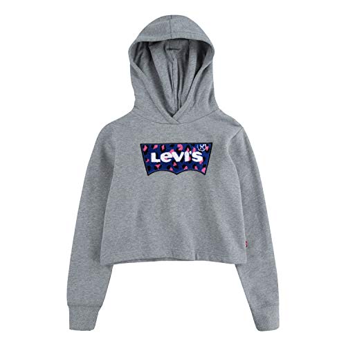Levi's Girls' Big High Rise Pullover Hoodie, Light Grey Heather, S