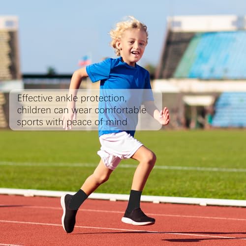 2 Paar Knöchelbandagen Stützsocken für Jugendliche (12-18 Jahre)–Mit Fußgewölbestütze, Elastische Sport-Socken für Basketball, Fußball & Laufen – Blau/Schwarz