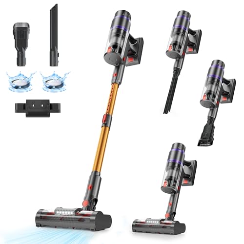 Cordless Vacuum Cleaner, 550W/50Kpa/70Mins Vacuum Cleaners for Home with Smart Auto Mode/LED Touch Display, Self-Standing Cordless Stick Vacuum Rechargeable, Vacuum Cleaner for Pet Hair/Carpet/Floors