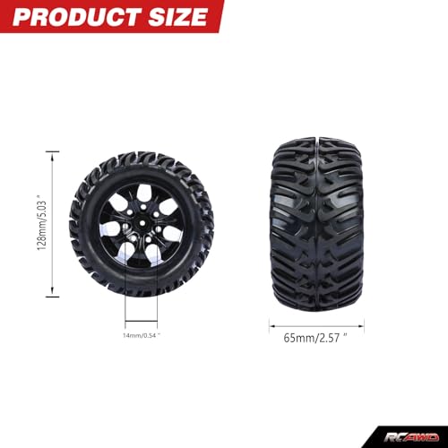 RCAWD Pre-Glued Wheel Tire Set Upgrades for Traxxas Slash 4X4 & Slash 2WD & Hosim & LAEGENDARY & DEERC 1/10,All for 12mm Hex Adapter 1/10 Monster Truck Part LG-013BL