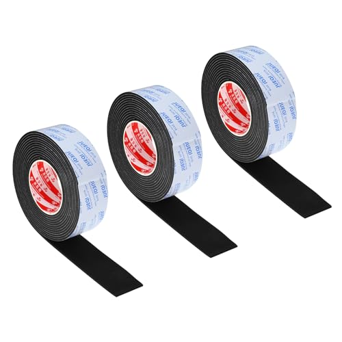 Image of PATIKIL 2 inch W x 1 /8 inch T x 16.4Ft EVA Single Sided Foam Tape, 3Pcs Multipurpose Sealing Strip Foam Waterproof Weather Stripping Foam Sealing Foam Strips with Adhesive for Door, Black