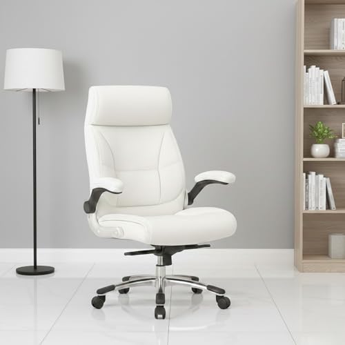 Image of CHAIR KING Premium Leatherette Boss Chair for Office | Ergonomic High Back Chair for Home, Office, Study & Gaming | Height Adjustable, Tilt & Rocking Chair in Heavy Base | 1pc (White)