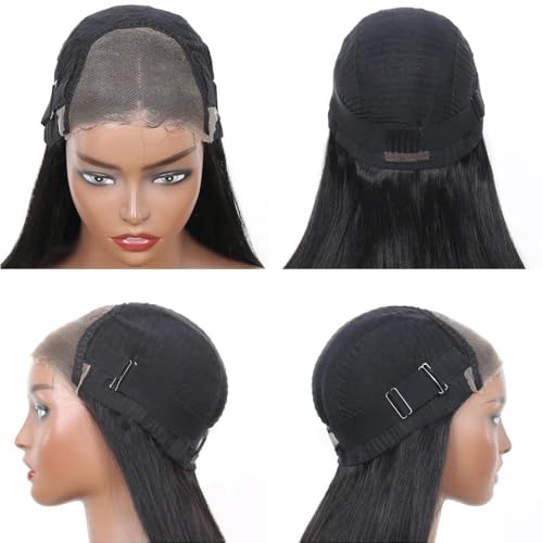 Peluca frontal de encaje liso sin pegamento: cabello humano natural prearrancado de 18 pulgadas 5
