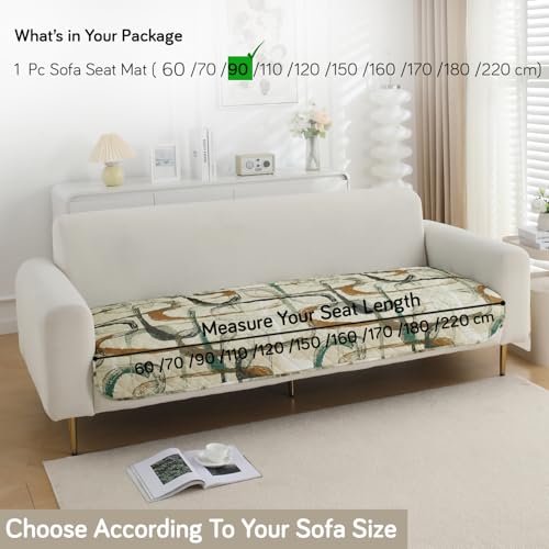 Image of HOKIPO 'Elira Series' Water Repellent + Waterproof Quilted Sofa Mats | Make Your Own Sofa Cover Set | Length 90cm - Parchement Beige Abstract Art (AR-5243-C6)