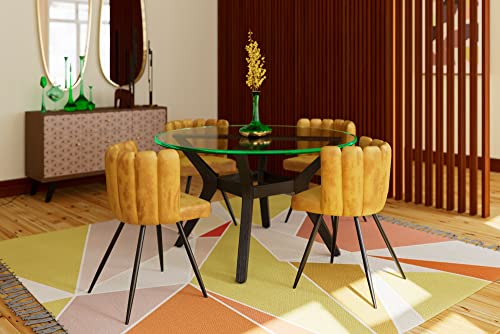 LOT DE 2 CHAISES ARIEL VELOURS JAUNE M2 - vue 4