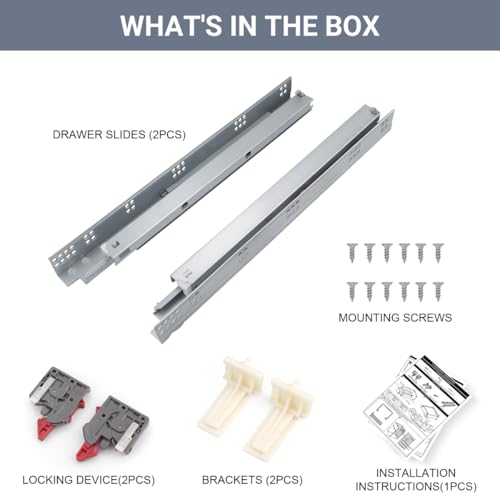 knobelite 4 Pairs 18 Inch Undermount Drawer Slides, Self Soft Close Full Extension Drawer Rails Concealed Drawer Runners Adjustable Locking Devices Mounting Brackets Screws Included by knobelite - Image 8