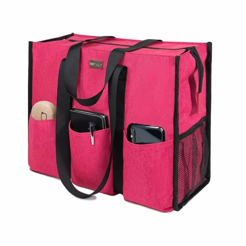 Image of TOPDesign Utility Water Resistant Tote Bag with 13 Pockets, Top Zipper Closure & Thick Bottom Support, for Working Women