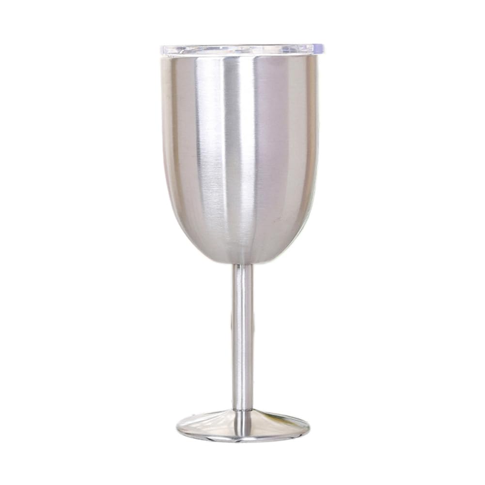 CTRLZS Wine Glass Stainless Steel Double Layer Goblet Color Large Capacity Tumbler Wine Cup Silver