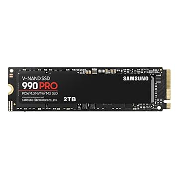 Samsung 990 PRO 2TB PCIe Gen 4.0 x4 (taxa de transferência máxima 7.450MB/s) NVMe M.2 (2280) SSD interno MZ-V9P2T0B-IT/EC