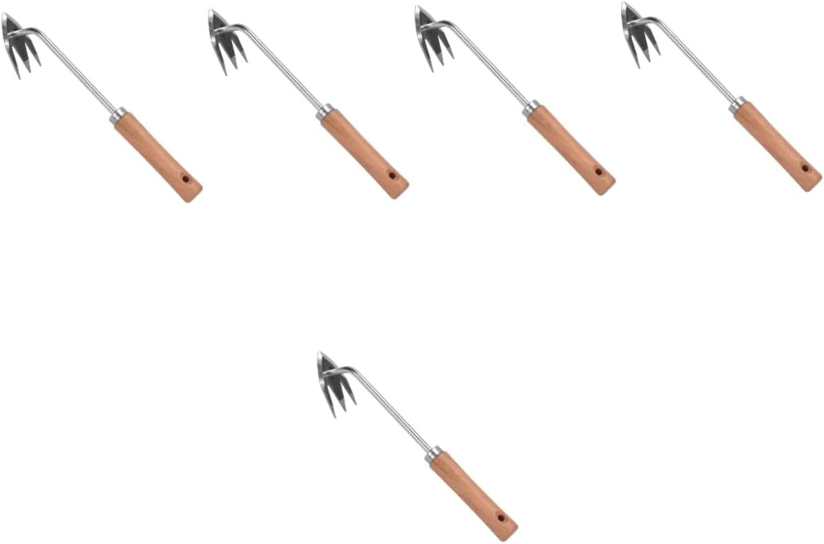VICASKY 5pcs Portable Manual Weeder Tool Ergonomic Wooden Handle for Garden and Lawn Care Multi-Functional Grass and Remover Lightweight and Design for Easy Use