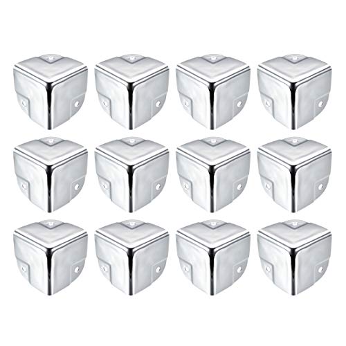 Image of uxcell Metal Box Corner Protectors Box Edge Guard Protector 40 X 40 X 40mm Silver Tone 12pcs for Table Corners and Desk Corners