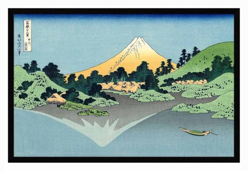 葛?北? 富岳三十六景 浮世絵スタイル 甲州三嶌水面 ポスター部屋飾り キャンバスウォールアート 印刷版画 壁飾り 壁掛け インテリア 40x30cm 木枠付きの完成品