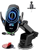 Wireless Car Charger Mount, Fast Charging Auto Clamping 15W Intelligent Dual Control Induction Car Phone Holder Mount Wireless Charging Compatible with All iPhone Android Smartphone