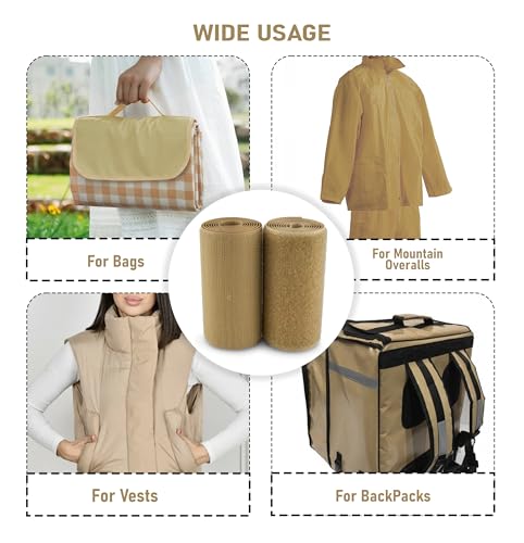 4 Inch Wide Beige Sew on Hook and Loop Tape Non-Adhesive 1 Yd Length Beige Nylon Hook Loop Tape Fabric Fastener Set for Military Form Bags Clothes Shoes Backpacks DIY Craft by Lakesstory - Image 4