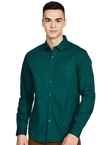 Image of The Indian Garage Co Men Slim Fit Solid Full Sleeves Cutaway Collar Casual Shirt