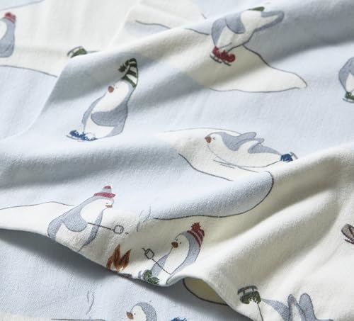 Image of Eddie Bauer - Twin Sheets, Cotton Flannel Bedding Set, Brushed For Extra Softness, Cozy Home Decor (Skating Penguin, Twin)