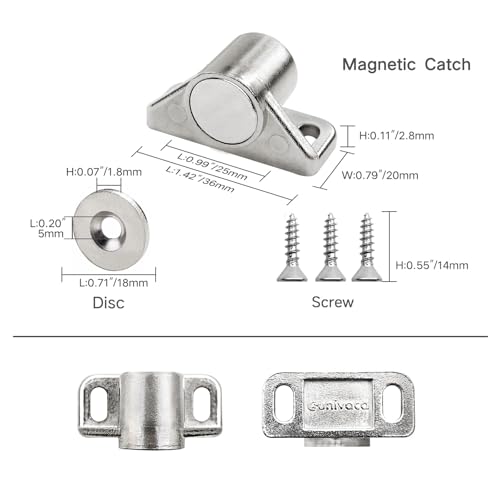 Sunivaca 4 Pack Cabinet Magnets, Neodymium Magnetic Cabinet Door Catch - Silver — view 2