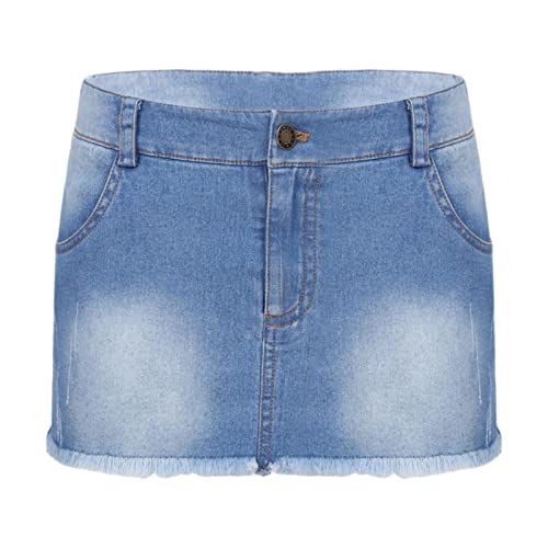 Jupe en jean femmes UTELKA mini jupe courte bleu taille L pour l'été
