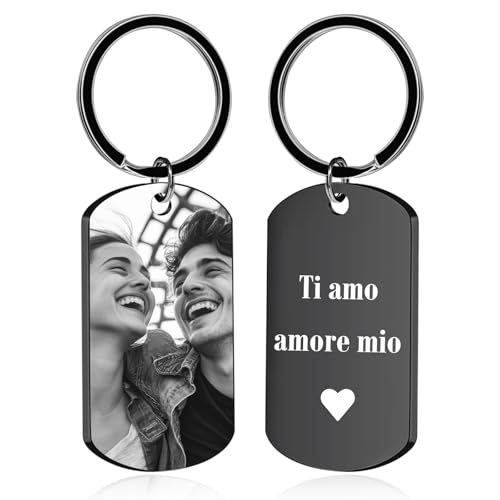 BEXOA Portachiavi Personalizzato con Foto e Testo Double Face Regali