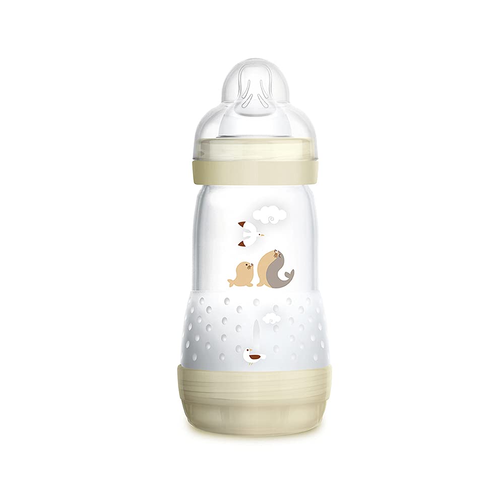 Easy Start Anti-Colic A122, Patented Anti-Colic Bottle with Teat 2 Made of SkinSoftTM Ultra-Soft Silicone for Babies from 2 Months, 260 ml, Neutral, Self-Sterilising in 3 Minutes