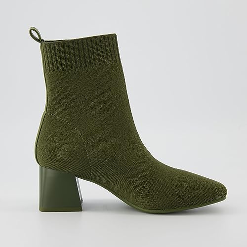 CUSHIONAIRE Women's Milo Stretch Ankle Sock Boot – Soft Knit Upper, Memory Foam Padding, Lightweight 1.75" Heel, Wide Widths Available4