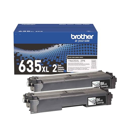 Toner noir TN635XL Brother haute capacité double pack pour des impressions nettes et durables