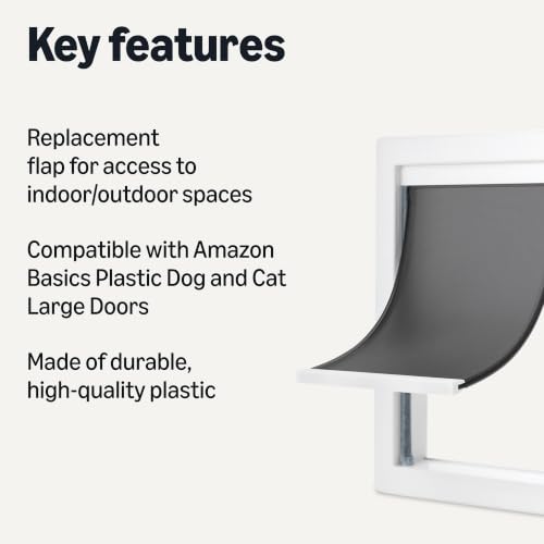 Image of Amazon Basics Dog and Cat Door Replacement Flap, Medium, 12.2 inch x 7.4 inch x 0.5 inch, Compatible with Amazon Basics Plastic Dog and Cat Medium Doors, White and Grey