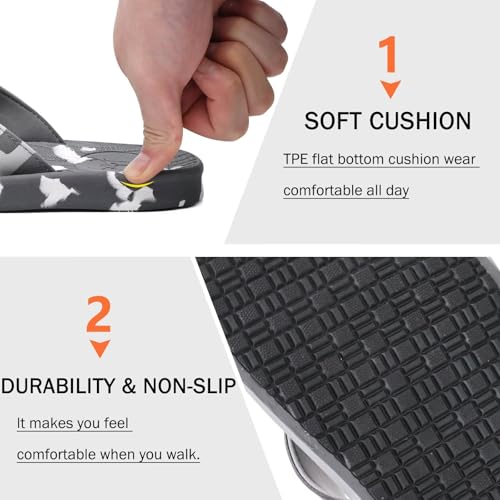 Image of KuaiLu Mens Flip Flops Arch Support Comfortable Summer Beach Thong Sandals Yoga Foam Cushion Slip on Slippers
